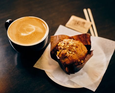 Delicious Coffee and Muffin at Darkshot Coffee in Reno Riverwalk District
